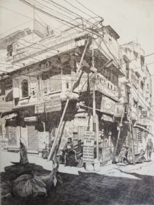 Etching of Jagdish Chowk Udaipu Rajasthan