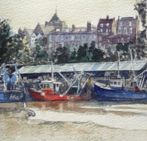 Watercolour painting of the Fishmarket at Rye East Sussex