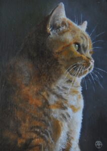 Oil painting of a cat in portrait format by Will Taylor